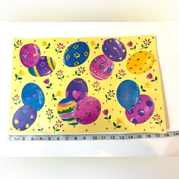 Vintage Easter Eggs Yellow Vinyl Placemats Set Of 4 - Picture 2 of 3